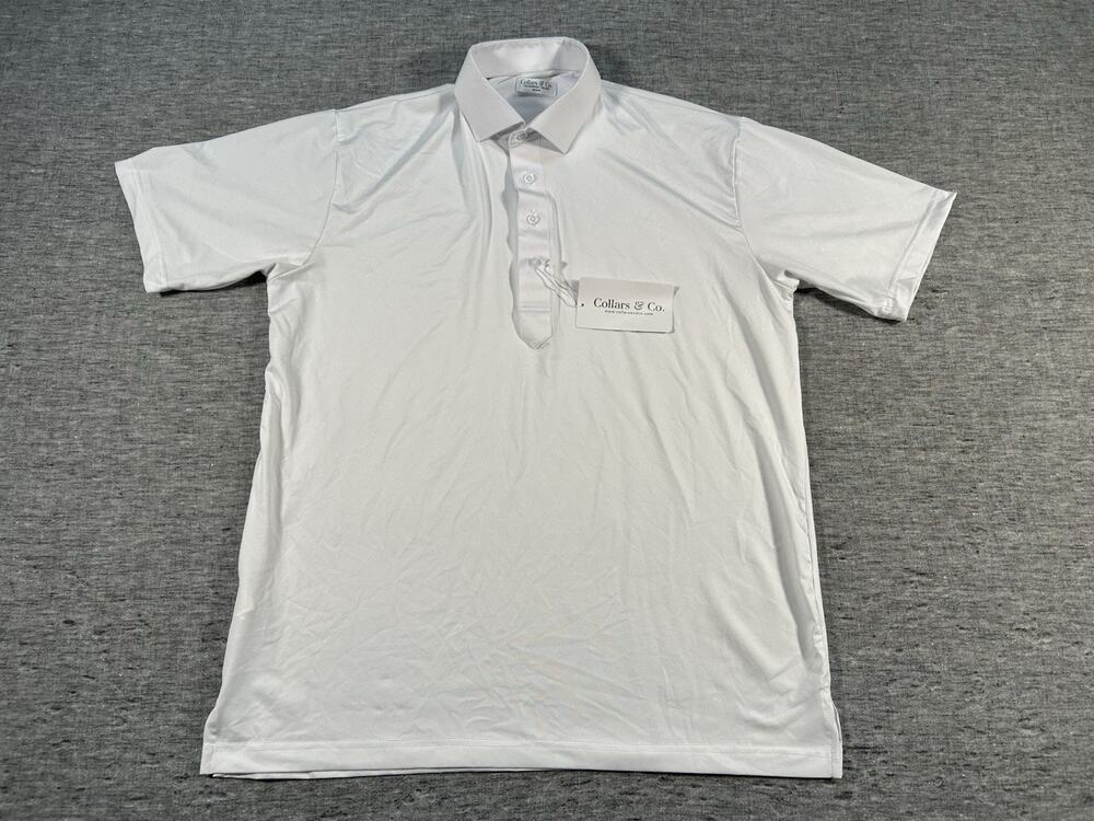 Collars Co Featherweight Polo Shirt Mens Medium Relaxed White Short Sleeve